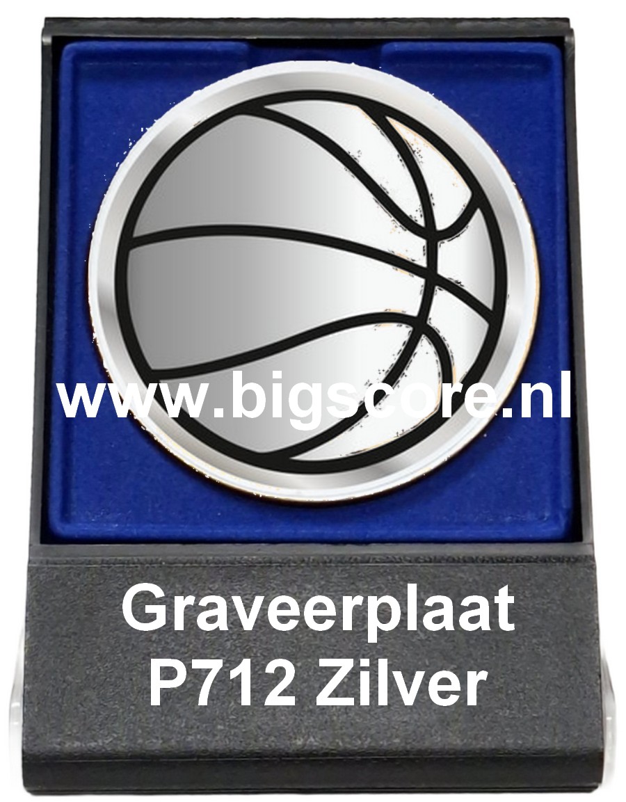 Basketbal Acryl in medailledoosje Blauw-Zwart G/Z/B